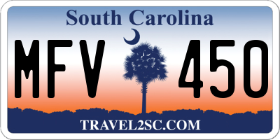 SC license plate MFV450