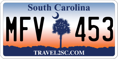 SC license plate MFV453