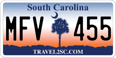 SC license plate MFV455