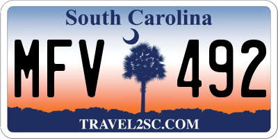 SC license plate MFV492