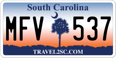 SC license plate MFV537