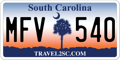 SC license plate MFV540