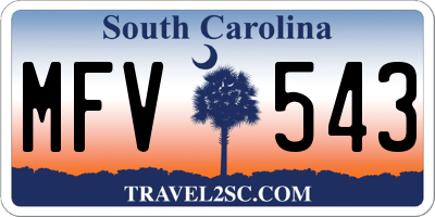 SC license plate MFV543
