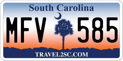 SC license plate MFV585