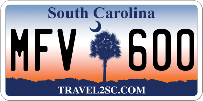 SC license plate MFV600