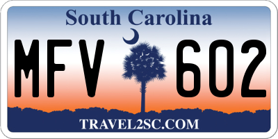 SC license plate MFV602