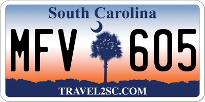 SC license plate MFV605