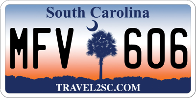 SC license plate MFV606