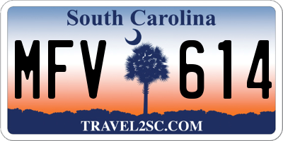 SC license plate MFV614