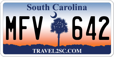 SC license plate MFV642