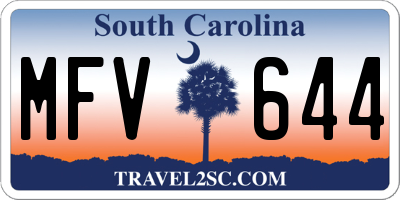SC license plate MFV644