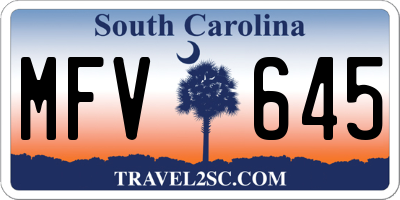 SC license plate MFV645