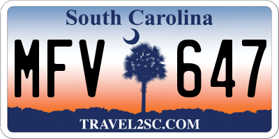 SC license plate MFV647