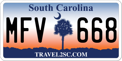 SC license plate MFV668