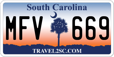 SC license plate MFV669