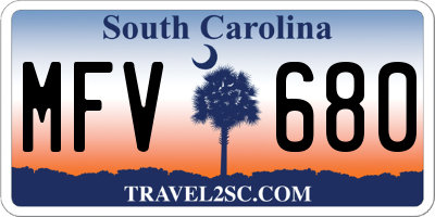 SC license plate MFV680