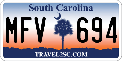 SC license plate MFV694