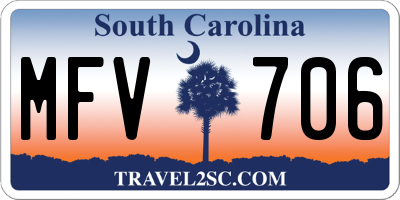 SC license plate MFV706