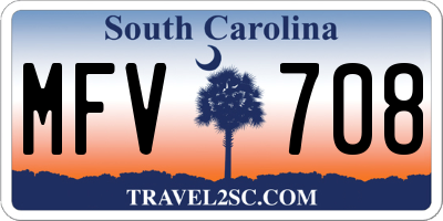 SC license plate MFV708