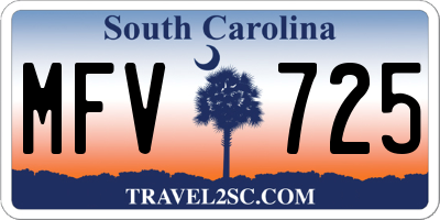 SC license plate MFV725