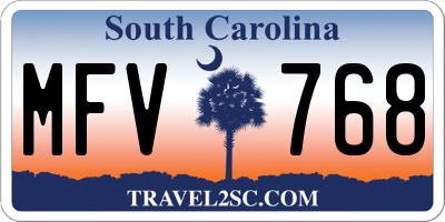 SC license plate MFV768