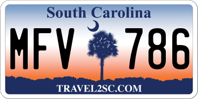 SC license plate MFV786