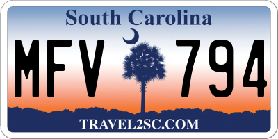 SC license plate MFV794