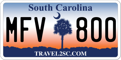 SC license plate MFV800