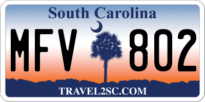 SC license plate MFV802