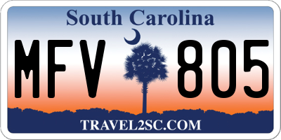 SC license plate MFV805