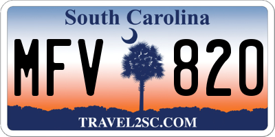 SC license plate MFV820