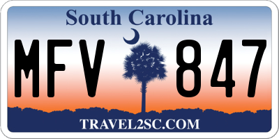 SC license plate MFV847
