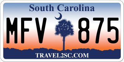 SC license plate MFV875