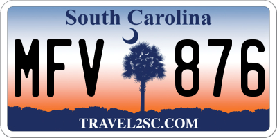 SC license plate MFV876