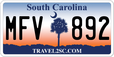 SC license plate MFV892