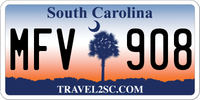 SC license plate MFV908