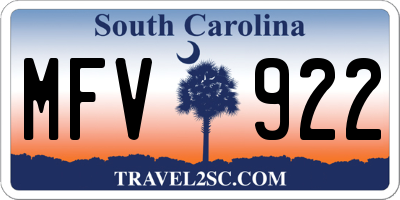 SC license plate MFV922