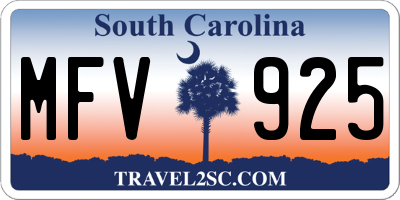 SC license plate MFV925