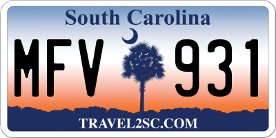SC license plate MFV931
