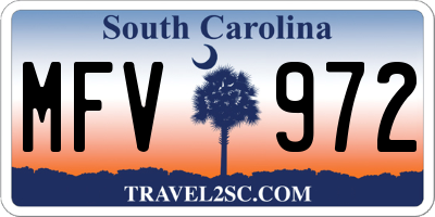 SC license plate MFV972