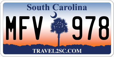 SC license plate MFV978
