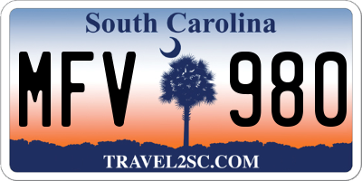 SC license plate MFV980