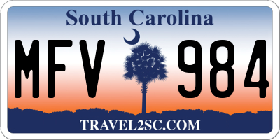 SC license plate MFV984