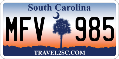 SC license plate MFV985