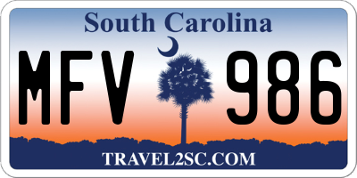 SC license plate MFV986