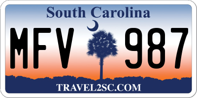 SC license plate MFV987