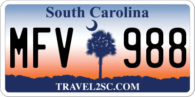 SC license plate MFV988