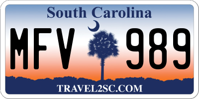 SC license plate MFV989
