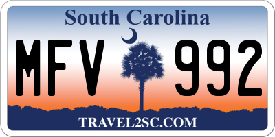 SC license plate MFV992
