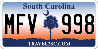 SC license plate MFV998